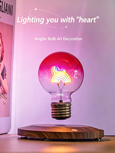 Modern Levitating LED Bulb With Rainbow Design Wooden Base Touch Control Color Changing Home Decor Night <b>Light</b> - Product Image 4