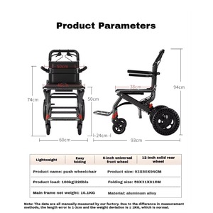 Foldable Manual Wheel Chair for Adults Disabled Elderly, Fixed Armrest Footrest, Portable Lightweight Wheelchair - Product Image 6