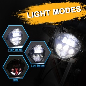 OVOVS Universal DRL with Red/amber Background Led Motorcycle <strong>Headlight</strong> With Bracket for <strong>Harley</strong> - Product Image 2