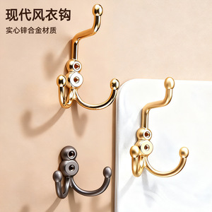 Modern Style Double Hook Zinc Alloy Wall Mounted <b>Clothes</b> Towel Hat Rack Durable Cabinet Wardrobe Hook - Product Image 1