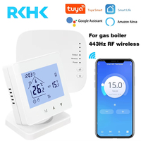 Termostato WiFi Intelligente Tuya per Caldaia a Gas, Uso Domestico e Alberghiero, Alimentato a Batteria USB, Segnale RF433, Controllo tramite App Smart Life