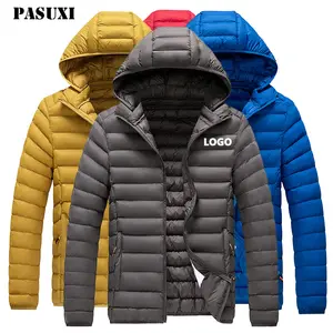 PASUXI Custom Oversized Windbreaker Men's Winter Coat Patchwork Contrast Colors Zip Up Corduroy Puffer Jacket For Mens