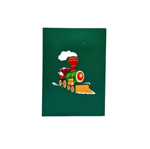 Carte de vœux de Noël 3D pop-up artisanale en forme de train, carte de Noël en papier pour enfants et famille - Product Image 1