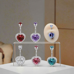 Alla moda 14G in acciaio inox <span class=keywords><strong>Piercing</strong></span> <span class=keywords><strong>all</strong></span>'<span class=keywords><strong>ombelico</strong></span> gioielli Design cuore anelli con <span class=keywords><strong>Piercing</strong></span> alla moda placcato oro - Product Image 3