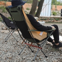 Chaise de camping pliante ultralégère à dossier haut avec appui-tête réglable et accoudoirs, poche latérale, 100 kg, MoonChair pour la randonnée, le pique-nique, la plage