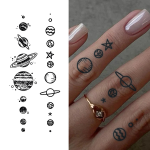 Kompaktes Planeten-Set Temporäres Tattoo Semi-Permanentes Tattoo Wasserfest Hält 2 Wochen Realistisches Kräuter-Tattoo für Finger Ohrloch - Product Image 1
