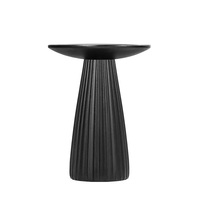 Table d'appoint de salon de luxe en bois massif, table d'appoint à piétement conique cannelé noir, personnalisable OEM ODM