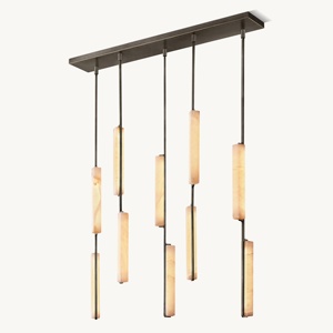 Hiện đại thiết kế lớn Brass Đèn chùm trắng tự nhiên Alabaster Mặt dây chuyền đèn chiếu sáng cho phòng khách phòng ngủ khách sạn - Product Image 3