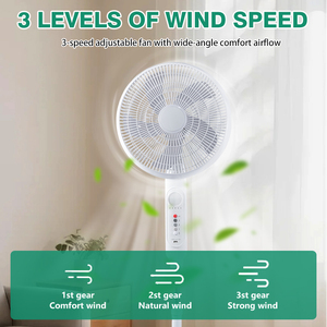 3 in 1 Portable <b>Rechargeable</b> Floor Fan Solar Powered <b>LED</b> <b>Lighting</b> 16 Inch 3 Speed Long Life Stand Fan Hot Selling YNSHY1607B Sol - Product Image 5