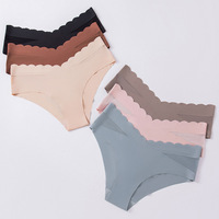 OEM 맞춤 레이저 커팅 항균 팬티 여성용 로우 V자형 스캘럽드 엣지 노쇼 인비저블 비키니 통기성 도매