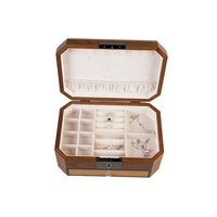 Boîte à bijoux en verre mosaïque moderne de luxe DS avec présentoir à bijoux, plusieurs compartiments, tiroir de rangement, organisateur de bijoux en bois