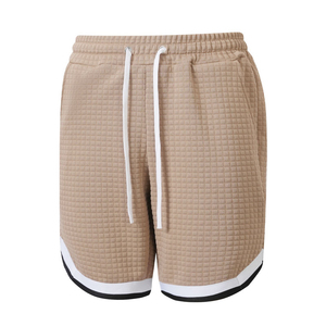 Nouveaux shorts de sport décontractés et élégants pour hommes, en tricot, à taille mi-haute, avec empiècements à carreaux, pour tous les jours et les vacances en Europe - Product Image 4