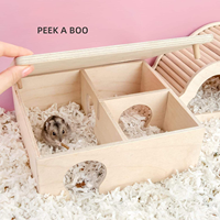 Rumah Hamster Kayu Alami Multi Ruangan Model Labirin, Kotak Sarang Hewan Peliharaan Besar Kecil untuk Gerbil Tikus Hamster Suriah