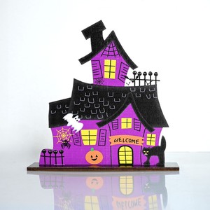 Adorno navideño creativo de madera transfronterizo con diseño de calabaza, murciélago y castillo para fiestas de Halloween - Product Image 2
