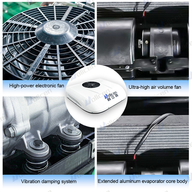 Powerful 12V 24V DC Powered All-in-one Roof Top Air Conditioner for Truck Van Camper Caravan