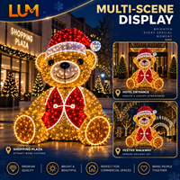 Grand motif lumineux de Noël en métal, ours multicolore de 3 m avec chapeau festif pour décoration extérieure de Noël