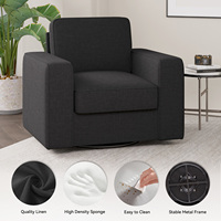 Fauteuil d'appoint pivotant convertible extra large avec housse en coton écologique imperméable et pieds en métal durables - Design moderne pour salle à manger