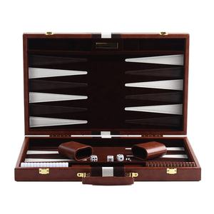 <span class=keywords><strong>Jeu</strong></span> de société de Backgammon pliable en cuir PU <span class=keywords><strong>Crazy</strong></span> Horse de luxe de 21 pouces fabriqué à la main avec logo personnalisé - Product Image 5