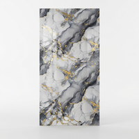 Panneaux muraux en PVC doré imperméables de 2 mm d'épaisseur au design moderne, motif géométrique marbré, pour salle de bain, salon, maison, garantie 5 ans