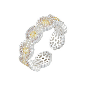 Hollowed-Out Flower Open <b>Ring</b> Micro Pave Zircon Adjustable Index <b>Finger</b> Band Party Jewelry - Product Image 5