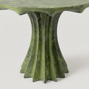 Table ronde en fibre de verre verte, table sur piétement en pierre naturelle polie pour salon, villa, hôtel - Product Image 6