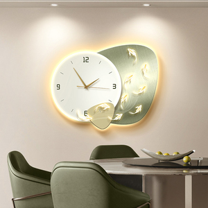 Hiện đại sang trọng trừu tượng hình học cá dẫn ánh sáng sơn đồng hồ sáng tạo in kỹ thuật số trang trí nhà đồng hồ treo tường - Product Image 3