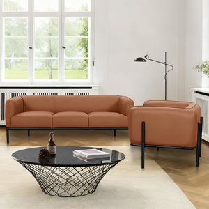 أريكة عصرية بثلاثة مقاعد من الجلد الصناعي مع وسائد من الفوم عالي الكثافة لغرفة المعيشة وغرفة العائلة - Product Image 4