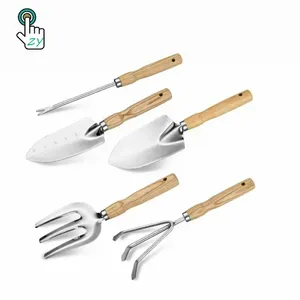 TOP Quality 5pcs/set Mini Garden Plant Tool Set With Wooden Handle Gardening Tool Shovel Rake easily use for kids