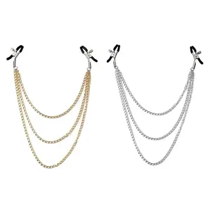 Pinces à lait pour mamelon à chaîne en métal Pinces de massage du sein réglables Contraintes Adulte Flirter Teasing Gadgets érotiques Bdsm Sex Toys - Product Image 1