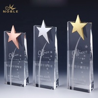Crystal Glass Trophy with Engraved Logo, Custom Award