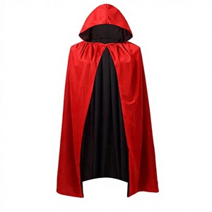Halloween <strong>Black</strong> and Red Polyester Unisex Hood <strong>Cloak</strong> with Reversible Masquerade Cape Costume for Adults - Product Image 3