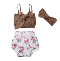 Ensembles de Vêtements d'Été pour Enfants : Tenues Florales Sans Manches avec Nœud pour Bébés et Petites Filles
