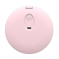 Mini Saku Portabel Cermin Rias Kosmetik LED Kecil Baterai Portabel dengan Lampu Cermin Bulat Kecil Ponsel