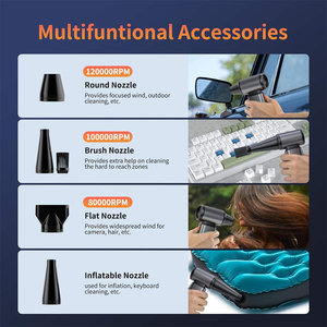 Soplador de Aire <span class=keywords><strong>Turbo</strong></span> y Aspiradora de Coche Recargable 2 en 1, Soplador de Aire de Alta Velocidad para PC, Coche, Barbacoa, Limpieza al Aire Libre - Product Image 4