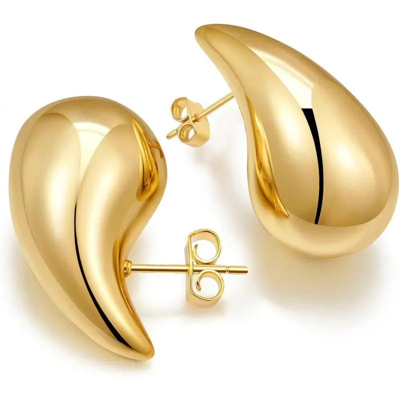 Pendientes chapados en oro de 18 quilates a la moda Pendientes gruesos de lujo para mujer