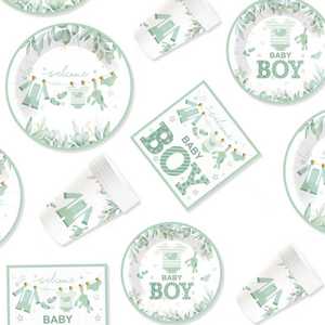 ชุดอุปกรณ์ตกแต่งงานเลี้ยงเปิดเผยเพศลูกน้อย DAMAI สำหรับทีมเด็กชาย จานกระดาษ ผ้าเช็ดปาก ของใช้บนโต๊ะอาหารแบบใช้แล้วทิ้งสำหรับงานเลี้ยงฉลองทารก สำหรับแขก 8 ท่าน - Product Image 2