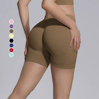 Shorts Deportivos Transpirables Sin Costuras Personalizados, Shorts de Gimnasio de Cintura Alta de Color Sólido, Shorts de Yoga de Secado Rápido y Ajuste Ceñido