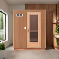Sauna infrarouge intérieur moderne et traditionnel pour 4 personnes, bain de vapeur humide, cèdre rouge, baignoire spa préfabriquée, thermostat inclus