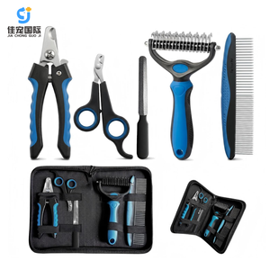 5-in-1 Professional Cat Dog Grooming Set Storage <b>Bag</b> Dematting Brush Stainless Steel Comb Rubber Plastic Safe Easy Use Portable - Product Image 1