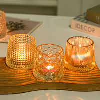 Photophore en verre conique côtelé vintage, écologique, résistant à la chaleur, pour aromathérapie, décoration de Noël, de Pâques et de la maison