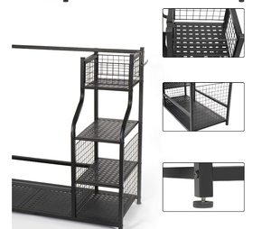 ชั้นวางรองเท้าแบบพกพามี4ล้อและที่วาง<span class=keywords><strong>รองเท้า</strong></span>กระเป๋ากอล์ฟโรงรถกระเป๋าใส่รองเท้าคลับอุปกรณ์เสริมชั้นวางโชว์โลหะ - Product Image 3