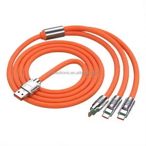 Cable de Carga Rápida 3 en 1 de 60W, Silicona Líquida, Múltiples Puertos USB, Aleación de Zinc Reforzada, Conector SR Universal para Móviles - Product Image 1