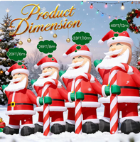 Père Noël géant gonflable avec sac cadeau vert, décoration de Noël pour la cour, la pelouse, les gonflables de Noël.