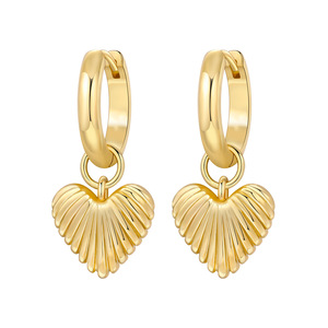 Nouvelles boucles d'oreilles minimalistes en laiton blanc avec motif cœur doré, élégantes boucles d'oreilles pour femmes. - Product Image 1