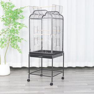 Okkpets Fabrikant Grote Papegaaienkooi Zwart Metaal Ijzerdraad 4 Wielen Vogelkooi Buiten Volière Broed Vogelkooien Te Koop - Product Image 3