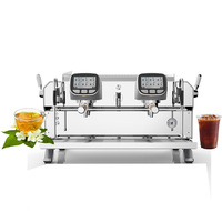 Machine à café expresso professionnelle semi-automatique à double groupe en acier inoxydable pour hôtel, avec chaudière à vapeur de 12 L et puissance de 5600 W
