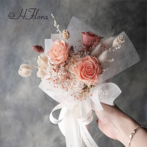 Viola composizione floreale essiccata boho wedding deco bouquet grande bouquet da sposa bouquet di farfalle floreali essiccate - Product Image 2