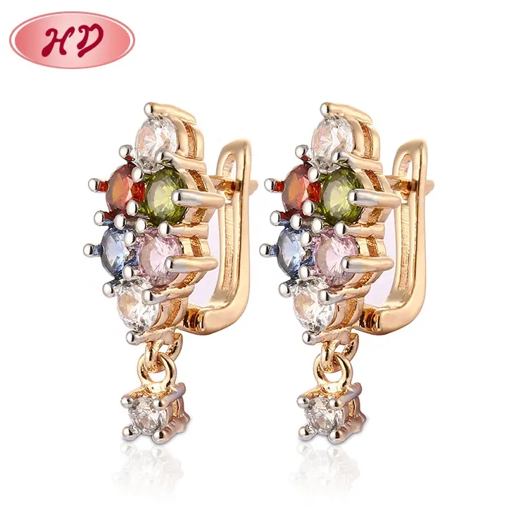 Korean Style Colorful CZ Crystal Huggies Earrings Jewelry For Women