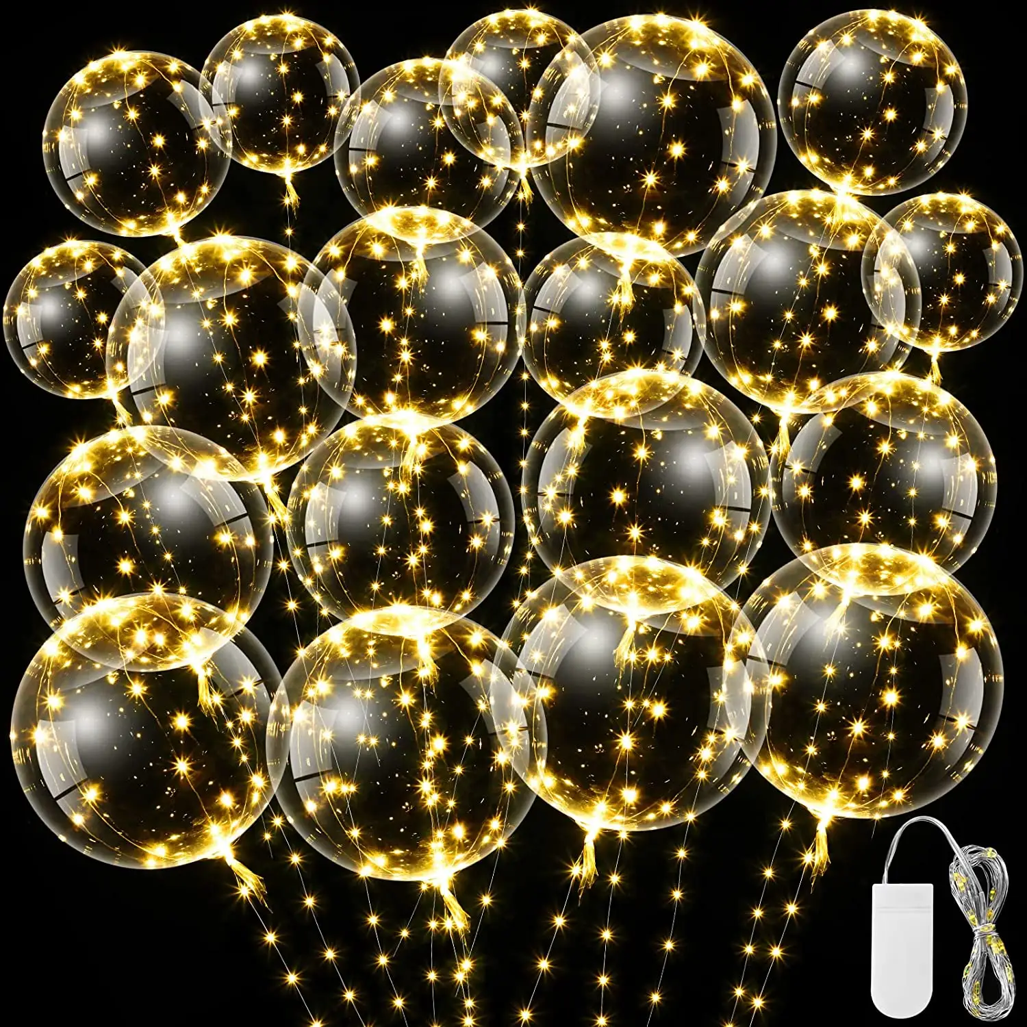 12Pcs 22 Inches Warm Light Up Led Bobo Balloon Cell Battery 3 Mode Flashing String Lights for Birthday Wedding Decorations