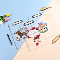 Portapapeles acrílico transparente personalizado para sublimación, carpeta en blanco A4, clip de perfil bajo de plástico para oficina de enfermería